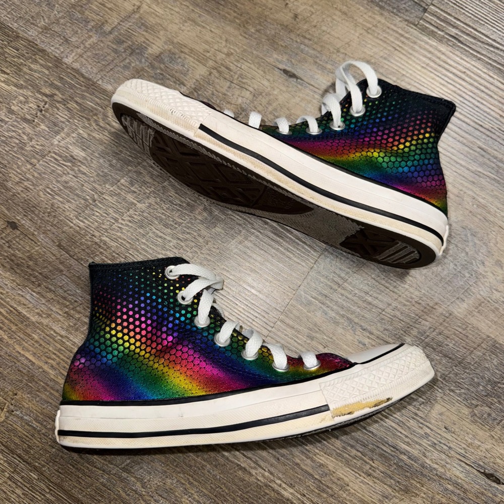 Converse Chuck Taylor All Star High Top Rainbow Metallic Snakeskin Womens 6 - Picture 9 of 10